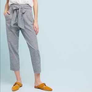 Anthropologie Tie-Waist Gingham Trouser
